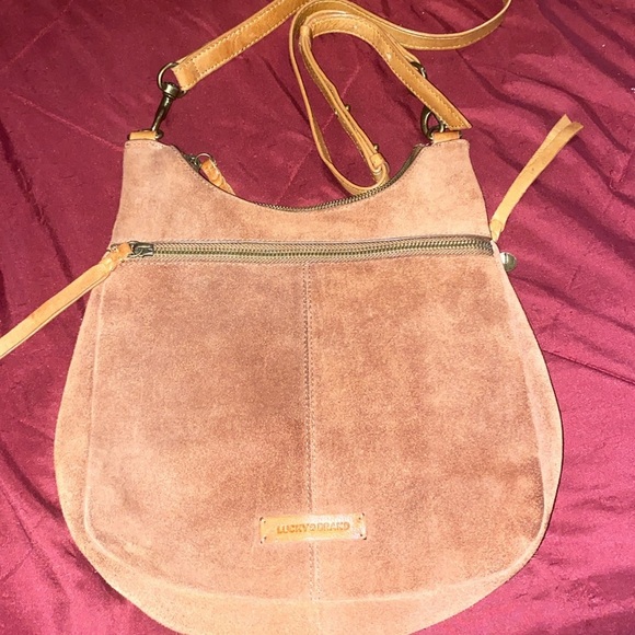 100% LEATHER LUCKY BRAND CROSSBODY/SHOULDER BAG CAMEL COLOR LIKE NEW CONDITION - Picture 7 of 9